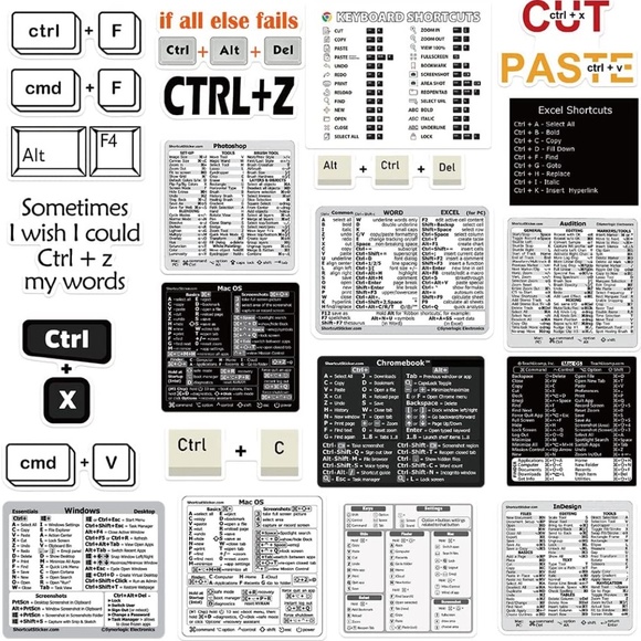 30PCS Guide Keyboard Shortcut Sticker Microsoft Word/Excel (for Windows) - Picture 3 of 8